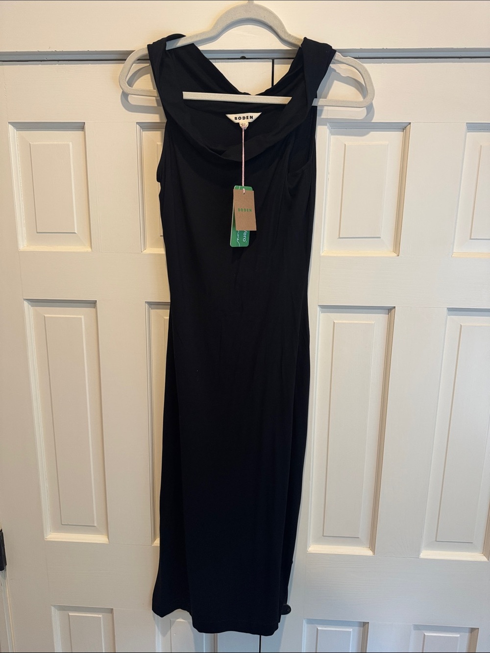 Boden Black Cowl-Neck Sleeveless Midi Dress